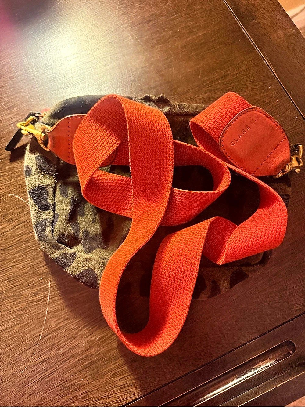 Clare V. Leopard Crossbody Bag in Orange & Green